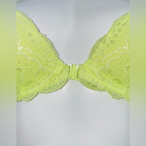 PINK by VICTORIA SECRET "The Date" Lime Green Yellow Lace Bra - Picture 13 of 16